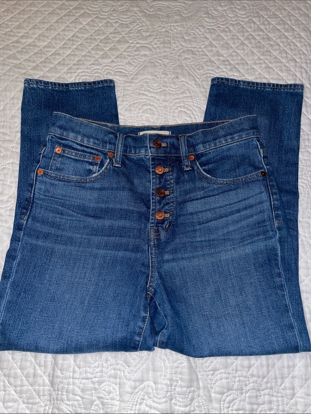 Madewell Button Fly Dark Wash The Perfect Vintage Crop Jeans. Size 26